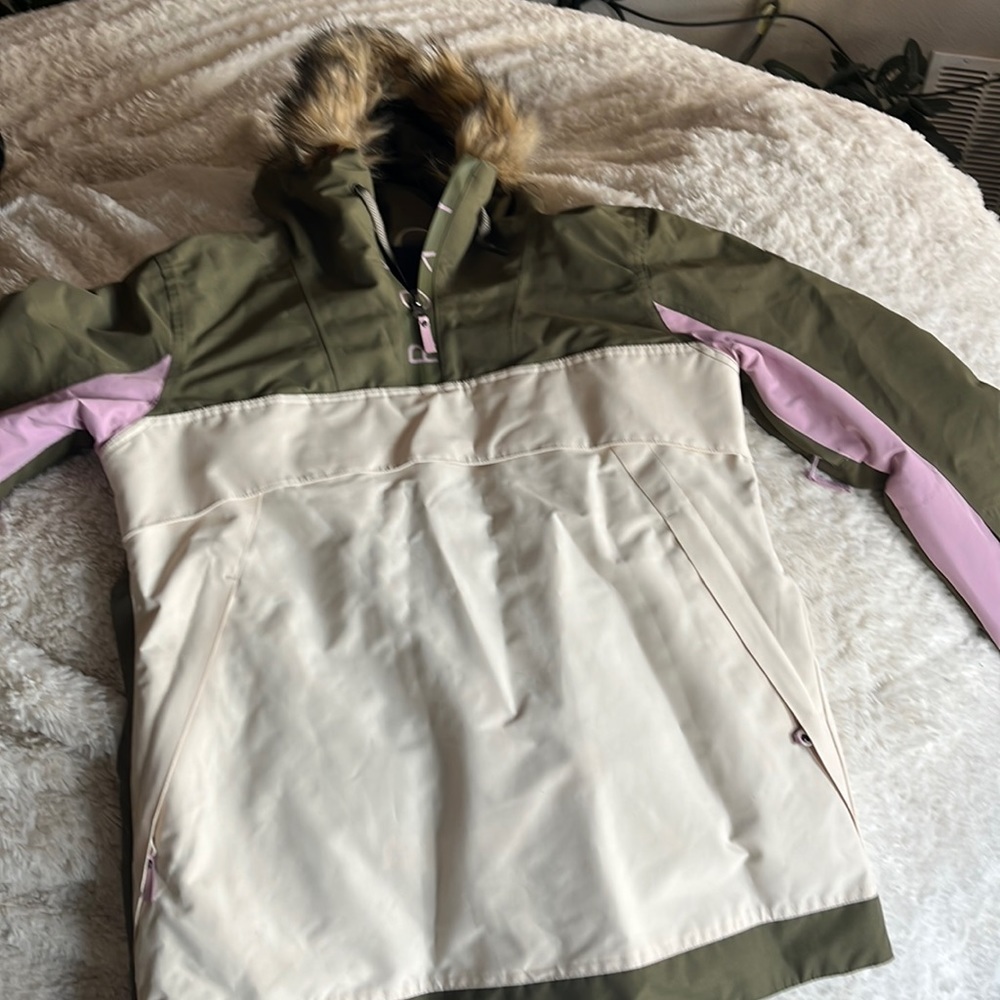 Roxy Olive Green, Cream & Light Pink Hooded Jacket size M